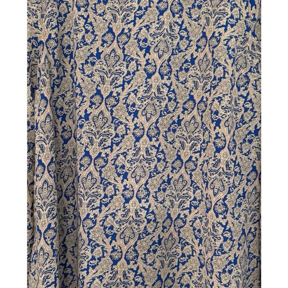 Umgee Blue Boho Shift Dress Open Fringe Sleeves Lined Paisley Print L Fall Boho - Picture 4 of 11